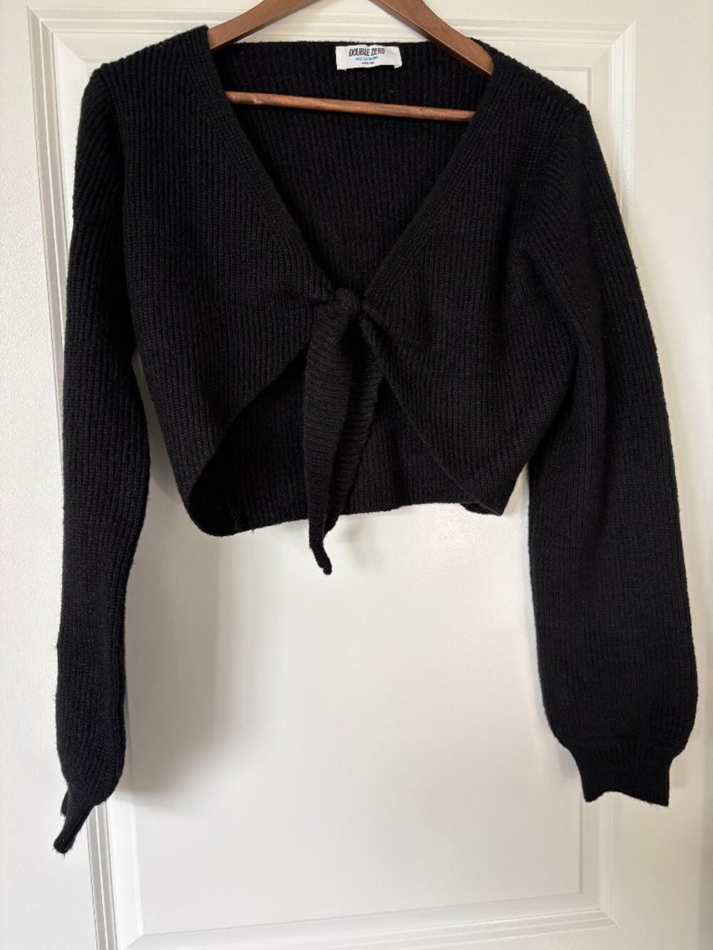Double Zero Tie-Front Cropped Cardigan Sweater